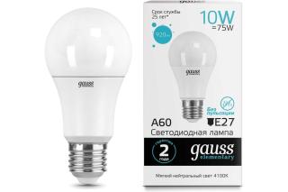 Лампа E27 10W 4100K GAUSS LED Elementary 23220  A60 1/40