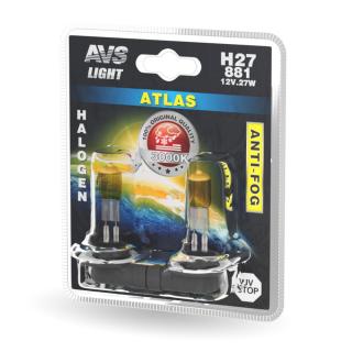 Галогенная лампа AVS/ATLAS ANTI-FOG/желтый H27/881 12V.27W 2шт.