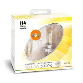 Лампа галогенная 12V SVS H4 серия Yellow 3000K 60/55W+W5W, к-т 2шт. Ver.2.0