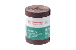 Лента шлиф.115х5м P60 рулон Hammer Flex  216-001  ткан. основа