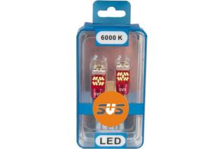 Лампа Светодиодная 12V SVS W5W/T10 /2W/6000K/162Lm/Chip  к-т 2шт. СН (замена 0240433057)