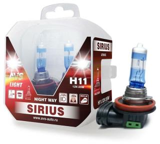 Галогенная лампа H11.12V.55W AVS SIRIUS/NIGHT WAY/ PB -2шт.