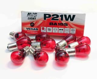 A78180Лампа AVS Vegas12V.P21W(BA15S)"red" BOX 10шт