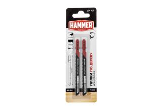 Пилка для лобзика T101B дерево\пластик Hammer Flex 204-101 JG WD 74мм, шаг 2.5, HCS (2шт )