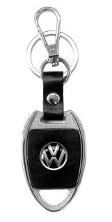 Брелок FOLKSWAGEN логотип на подвеске черный металл кожа BAK 001 MASHINOKOM 