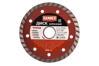 Диск алм.115х22 мм турбо универсальный Hammer Flex 206-111 DB TB