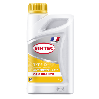 Жидкость охлаждающая Sintec Антифриз -40 OEM France Type-D yellow 1 кг
