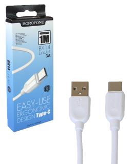 Кабель Type-C USB (2м) 3.0A белый 48489 BX14 BOROFONE