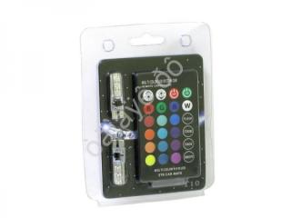 Лампа Светодиодная 12V W5W T10 RGB с пультом 1(к-т.)