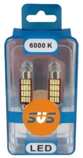 Лампа Светодиодная 12V SVS C5W-31мм/1,7W/6000K/40Lm/Chip 4014/Canbus к-т 2шт.