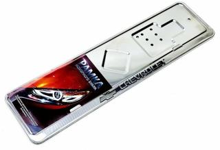 Рамка под номерной знак CHEVROLET с широким полем нерж сталь серебро 