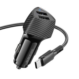 Устройство зарядное 2 USB порт 2А+кабель Type-C черный BZ31A 49100 Borofone