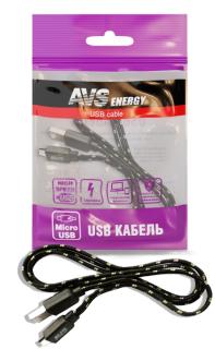 Кабель AVS micro USB (1м) MR-321 плоский, текстиль