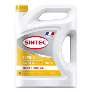 Жидкость охлаждающая Sintec Антифриз -40 Sintec Антифриз -40 OEM France Type-D yellow 5кг