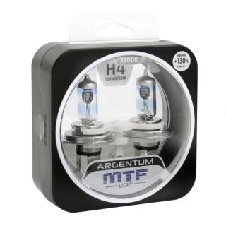 Лампа галогенная 12V MTF H4 серия ARGENTUM +130% 60/55W, к-т.