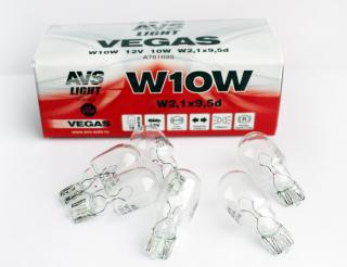 A78169Лампа AVS Vegas12V.W10W(W2.1x9.5d)BOX(10шт