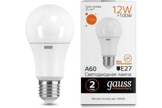 Лампа E27 3000k А60 12w GAUSS LED Elementary 23212  