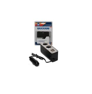 Разветвитель прикуривателя 2 выхода+2 USB-порт 39888 Nova Bright (100)