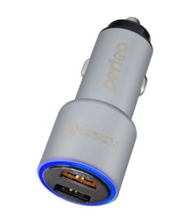 Устройство зарядное USB с QC3.0/2xUSB/QC3.0+2.4А/серебро/«AUTO2 QC» PF_A4489 