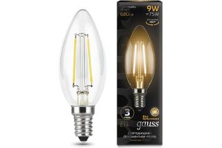 Лампа E14 9W 2700К GAUSS LED Filament Candle 103801109  1/10/50
