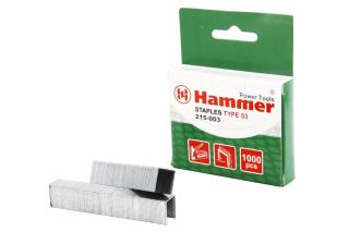 Скобы для степлера Hammer Flex 215-003  14мм, ширина 11.3мм, сечение 0.75мм, П-обр. (тип 53),1000шт