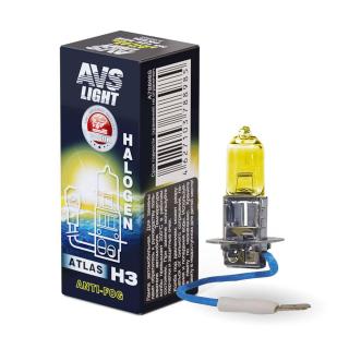 Галогенная лампа AVS/ATLAS ANTI-FOG/желтый H3 12V.55W коробка 1шт.