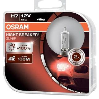Лампа Osram H7 12V55W+100%  NIGHT BREAKER SILVER