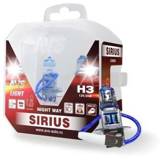 Галогенная лампа H3.12V.55W AVS SIRIUS/NIGHT WAY/ PB -2 шт.