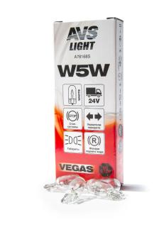 A78168Лампа AVS Vegas 24V.W5W(W2.1x9.5d)BOX(10шт)