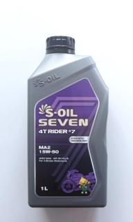 Масло моторное S-OIL 7 4T RIDER#7 SN PLUS JASO MA2 15W50 1л 