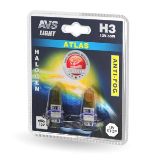 Галогенная лампа AVS/ATLAS ANTI-FOG/желтый H3 12V.55W 2шт.