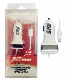 Устройство зарядное 1 USB AVS 1 порт+Туре С UC-443(2,4A)