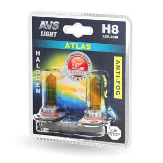 Галогенная лампа AVS/ATLAS ANTI-FOG/желтый H8 12V.35W 2шт.