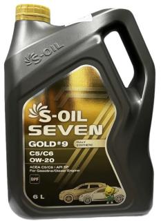 Масло моторное S-OIL 7 GOLD#9 C5/C6 0w-20 6л синтетика