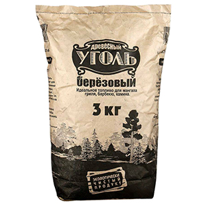 Уголь древесный березовый крафт мешок 3 кг