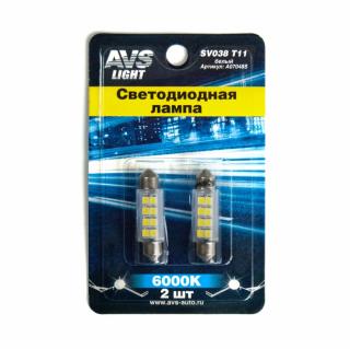 A07048S Светодиодная лампочка SV038 T11/белый/(SV8,5) 8SMD 2835 39мм,2шт