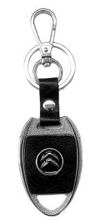 Брелок CITROEN логотип на подвеске черный металл кожа BAK 020 MASHINOKOM 