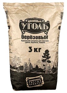Уголь древесный березовый крафт мешок 3 кг