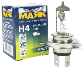 Н4 24V 75/70W P43t Маяк,(мин.уп.10шт)