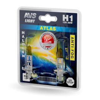 Галогенная лампа AVS/ATLAS ANTI-FOG/желтый H1 12V.55W 2шт.