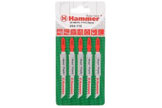 Пилка для лобзика T111C мягк.дерево/пластик.Hammer Flex 204-116 JG WD-PL 74мм, шаг 3.0, HCS (5шт)