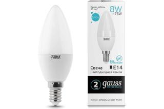 Лампа E14 4100k candle 8w GAUSS LED Elementary 33128 1/10/100