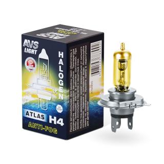 Галогенная лампа AVS/ATLAS ANTI-FOG/желтый H4 12V.55W коробка 1шт.