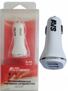Устройство зарядное USB AVS 2 порта UC-322 (2,4A)белый