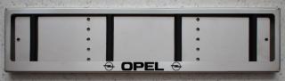Рамка под номерной знак OPEL с широким полем нерж сталь серебро
