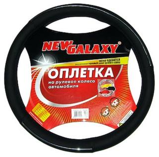 Оплетка на руль  L черная кожа NEW GALAXY