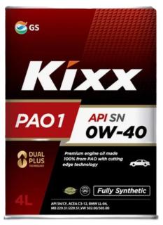 Масло моторное KIXX PAO 1 SN/CF 0w40 4л