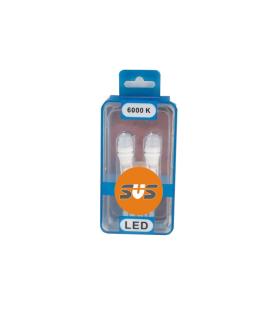 Лампа Светодиодная 12V SVS W5W/T10 1.5W/6000K/40Lm/Chip 3014/3SMD к-т 2шт. 