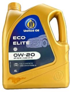 Масло моторное UNITED ECO-ELITE 0w20 SQ-RC/ILSAC GF-7А синт.4л