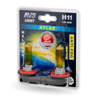 Галогенная лампа AVS ATLAS ANTI-FOG/желH11 12V.55W 2шт